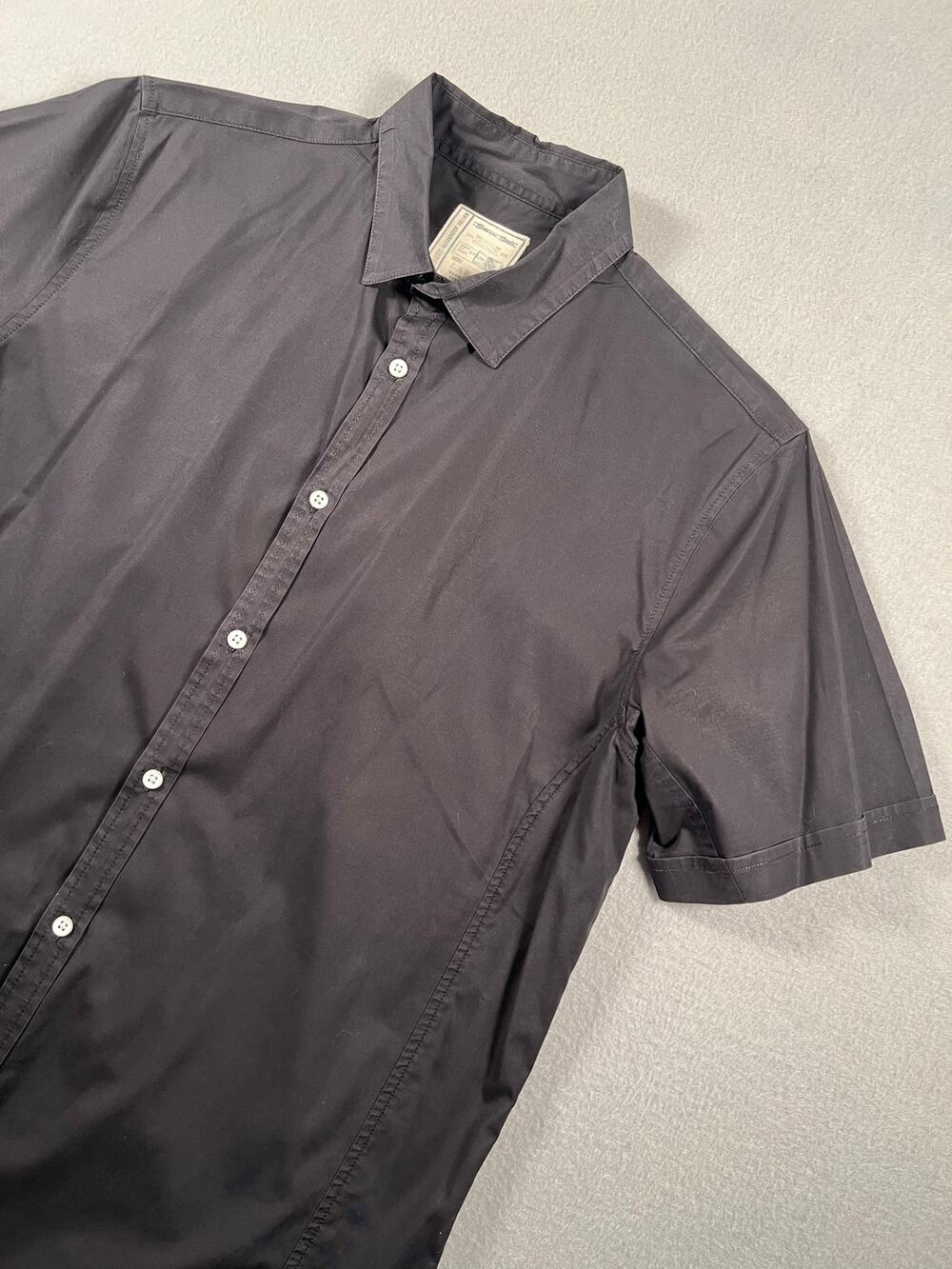 Alexander Julian 1MX Mens XL Black Short Sleeve Button Down Dress Shirt Stretch